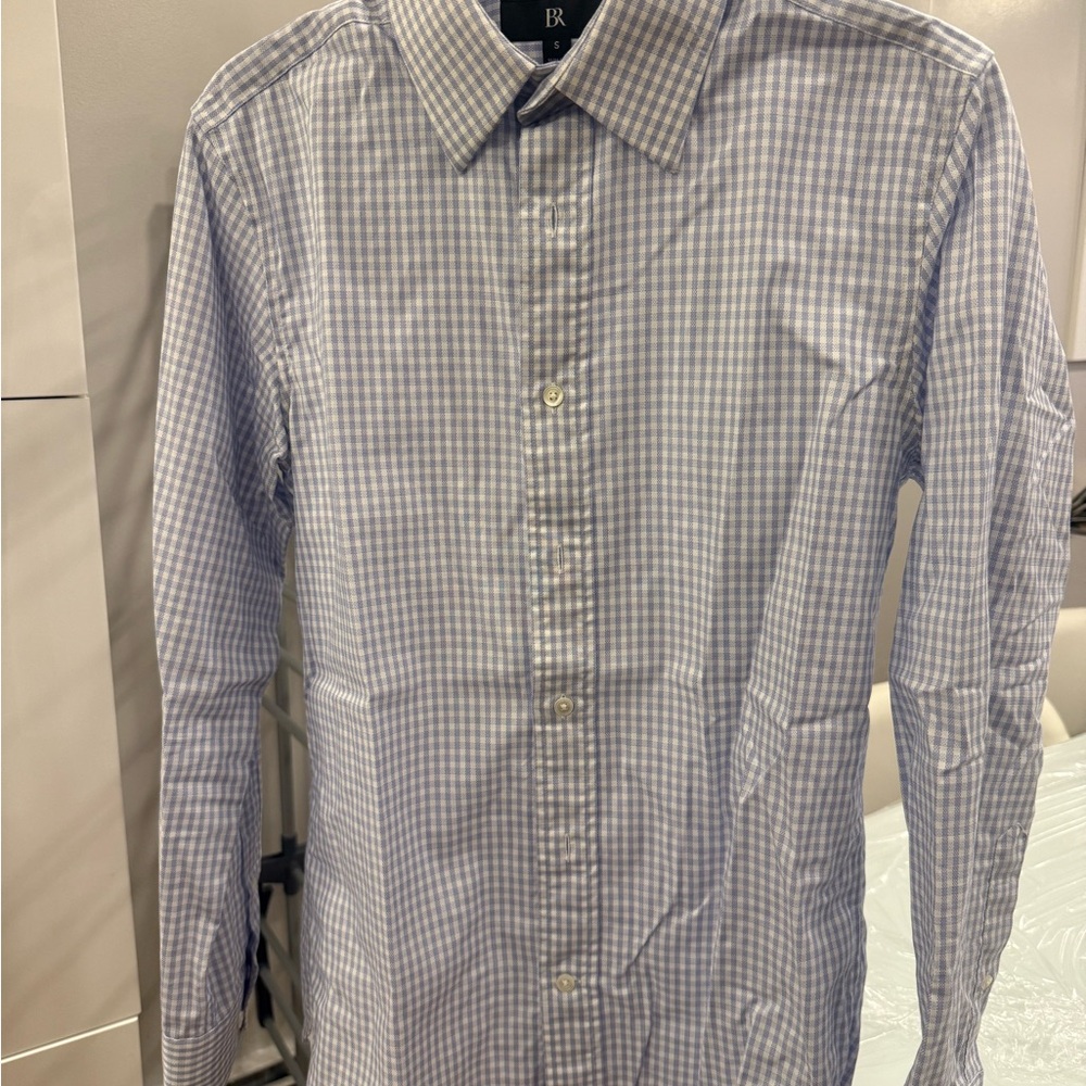 Banana Republic Light Blue Checkered Dress Shirt